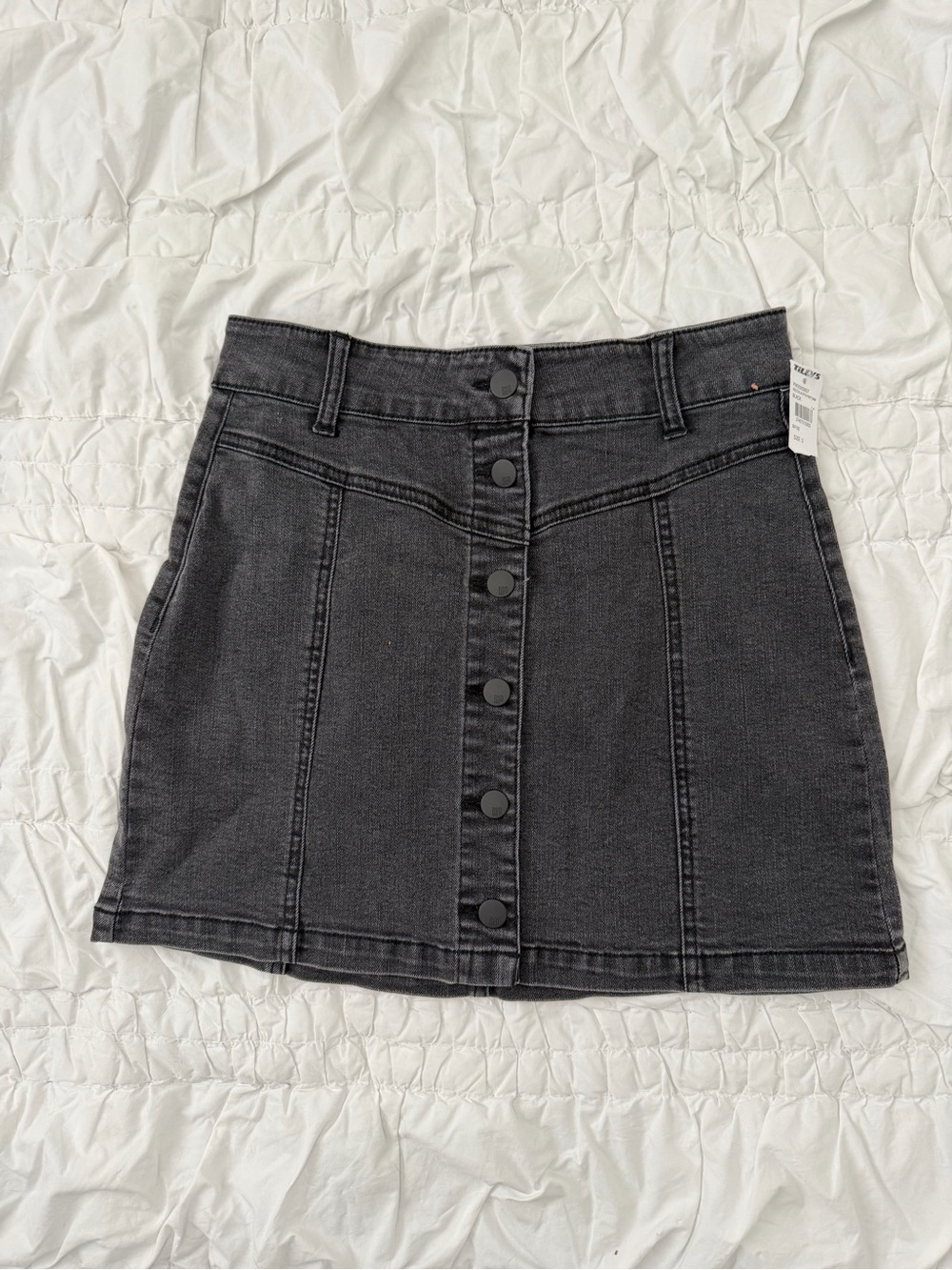 RSQ High-Waist Black Button-Front Denim Skirt NWT